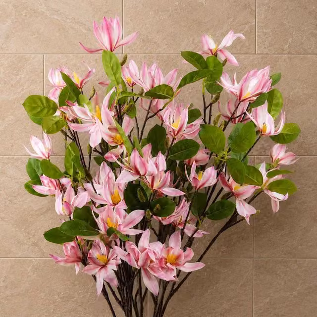 Leaf Pink Magnolia Artificial Floral Spray, Pack of 6, Length: 100 cm – 1