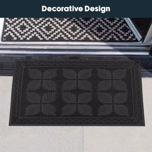 JVL Linden Black Rubber Pin Scraper Doormat W: 40 cm, D: 60 cm – 3