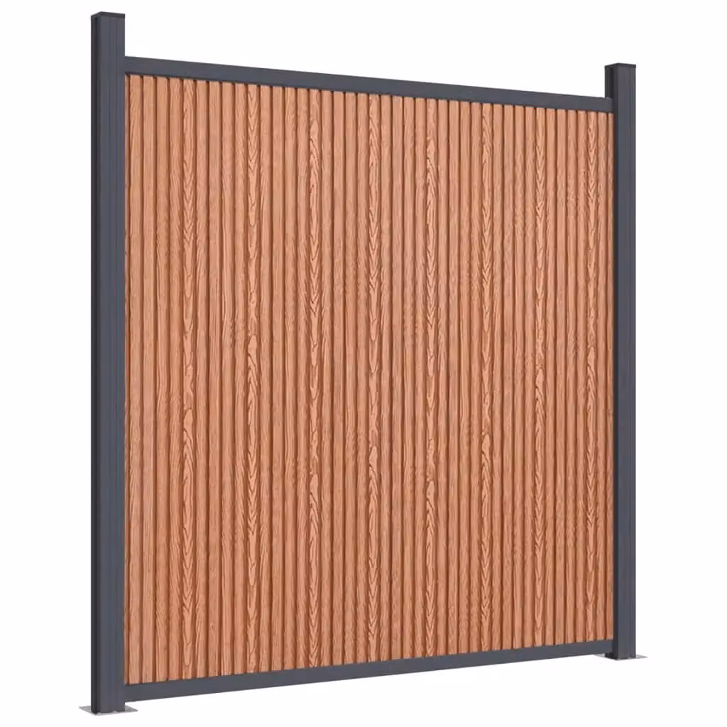 Berkfield Home Brown WPC and Aluminium Opaque Fence Panel, W: 872 cm, H: 186 cm – 3