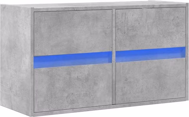 Berkfield Home Modern TV Wall Cabinet with LED Lights in Concrete Grey, W/D/H: 80 x 31 x 45 cm