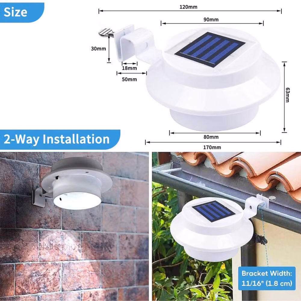 FLAVORA Solar LED Garden Wall Lamp in White with Dusk Sensor and IP65 Waterproof Rating – 3