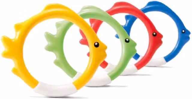 Intex Underwater Fish Rings Diving Pool Toy, 4-Pack, Multicolour