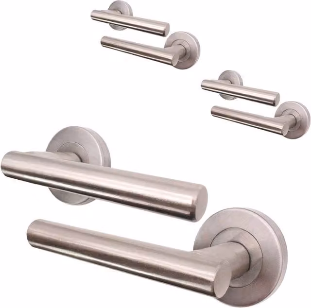 AFIT Olvera Range Satin Silver Round Rose T-Bar Door Handles, 3 Pairs