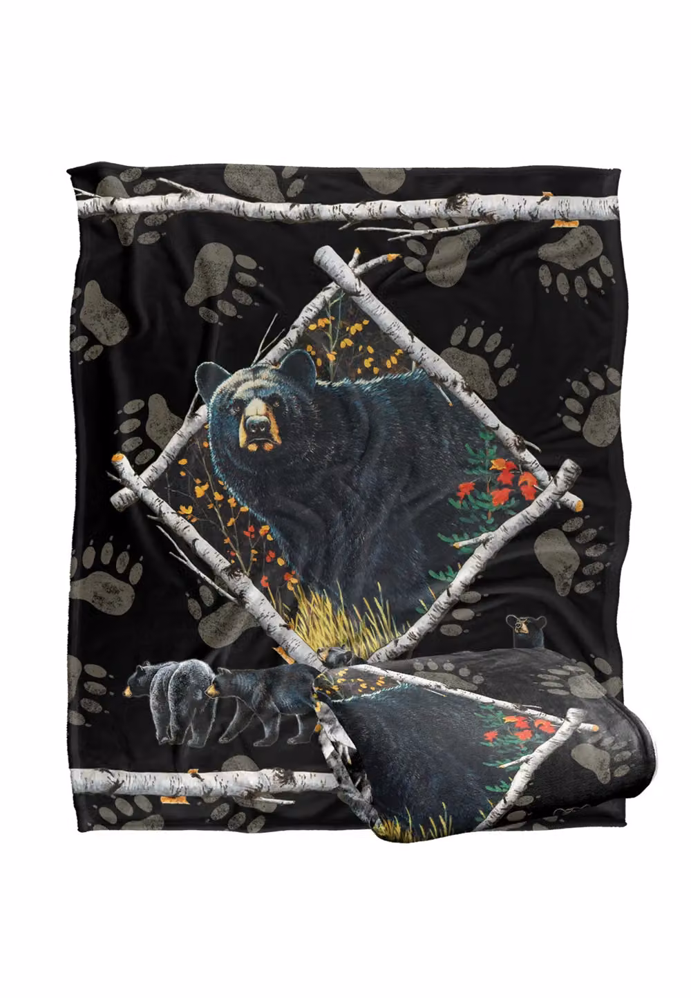 JQ Licensing Black Bears Silky Touch Super Soft Fleece Throw Blanket, White, W/D/H: 152 x 127 cm – 7