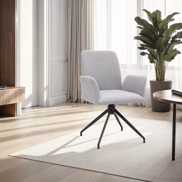 Tectake Daya Upholstered Swivel Chair in Light Grey, W: 55.5 cm, D: 58 cm, H: 87 cm