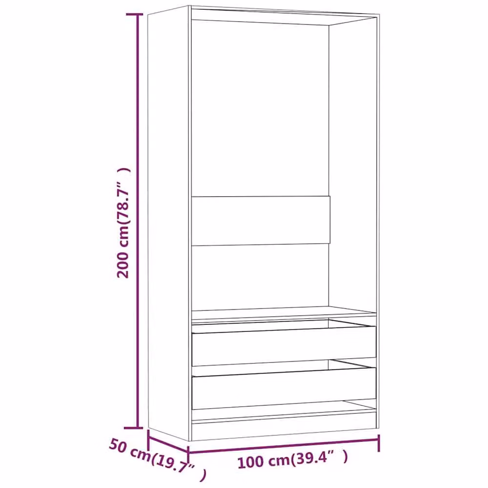 Berkfield Home Smoked Oak Wardrobe in Brown, W/D/H: 100 x 50 x 200 cm – 4
