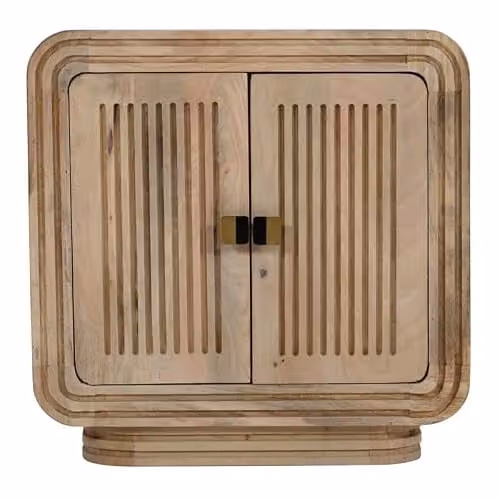 Indian Hub Hudson Carved Mini Sideboard in Brown Mango Wood, W: 63 cm, D: 40 cm, H: 63 cm