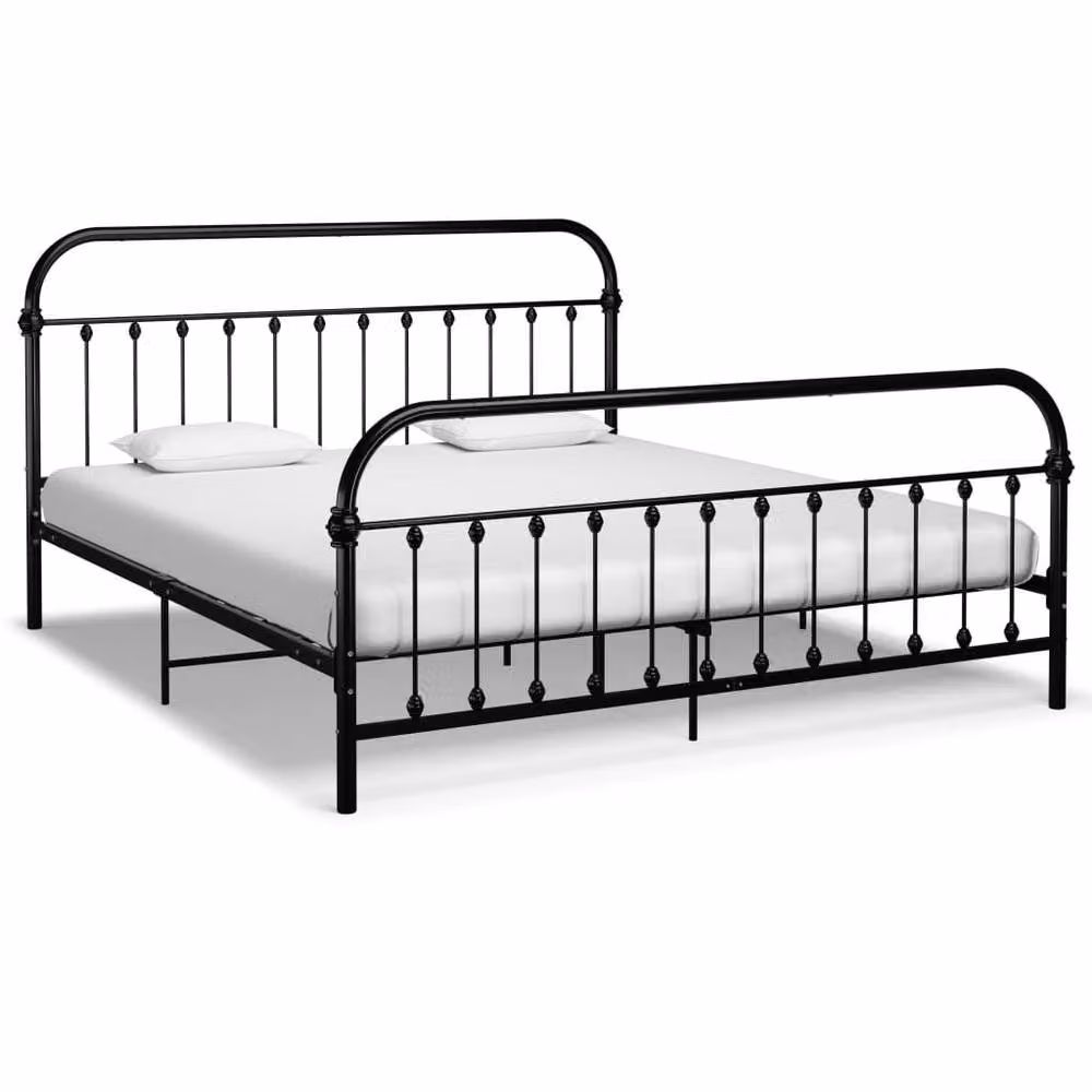 Berkfield Home Elegant Metal Bed Frame in Black, W/D/H: 180 x 200 x 109 cm – 2