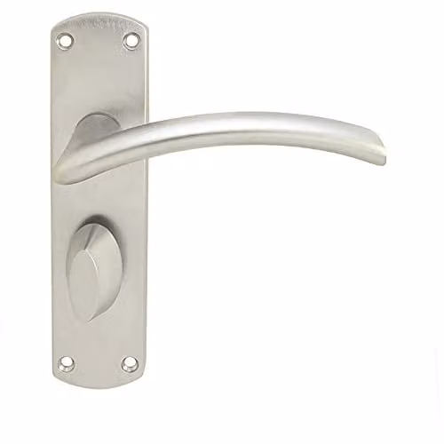Loops Arched Lever Bathroom Backplate Door Handle in Chrome, 170 x 42 mm