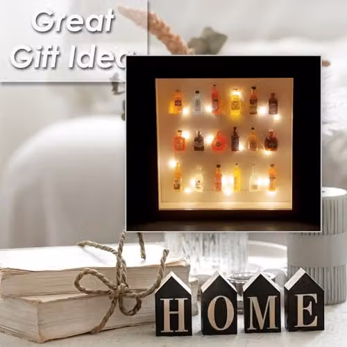 VFM e-Store Multicolour LED Rectangular Wood Frame Bottle Decoration – 6