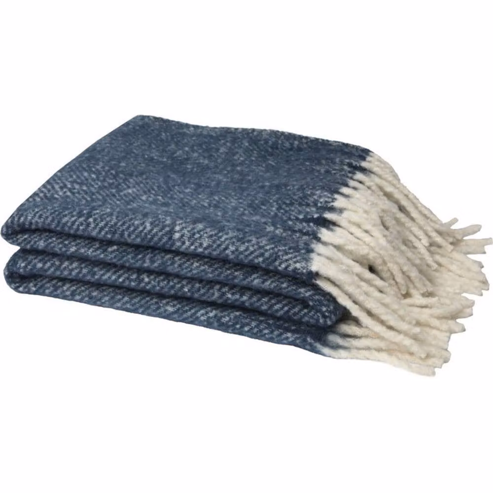 Floso Dolly Knitted Polyester Blanket with Fringes in Blue, W/D: 150 x 125 cm – 2