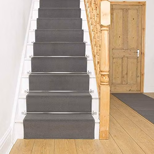 runrug Plain Grey Staircase Carpet Runner, W/L: 70 cm x 630 cm – 5