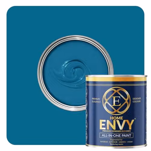 HOMES ENVY All-in-One Multi Surface Paint and Primer for Interior and Exterior Walls, Wood and Furniture, Blue, Matt, 1 l – 1