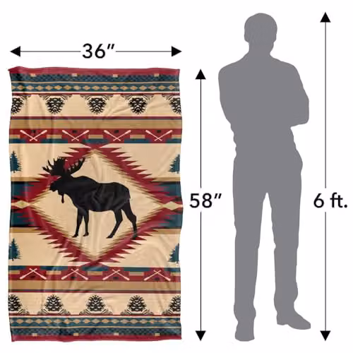 JQ Licensing Moose Lodge Silky Touch Super Soft Fleece Throw Blanket, Multicolour, W: 91 cm, D: 147 cm – 3