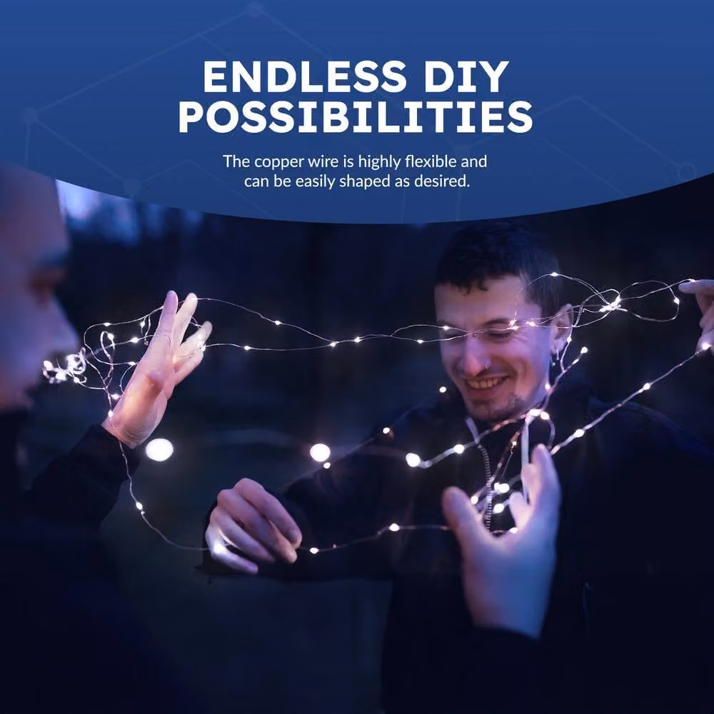 Desiretech Blue LED Battery-Powered Copper Wire Fairy String Lights, 4 Pack of 50 LED – 1