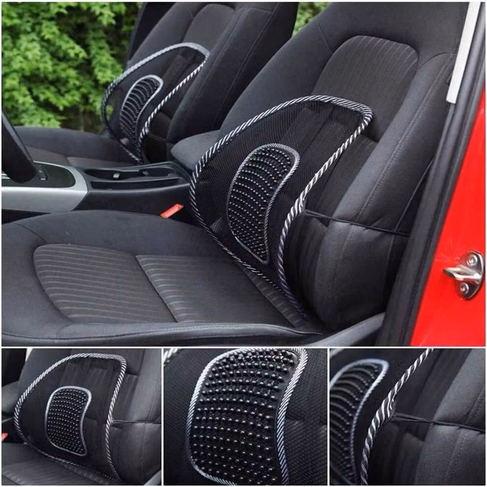 SPETLEK Black Breathable Mesh Lumbar Back Support Cushion for Car Seats and Office Chairs, W/H: 120 x 90 cm – 4