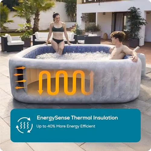 Lay-Z-Spa San Francisco Grey Inflatable Square Hot Tub for 5-7 People with Wifi App Control – 2