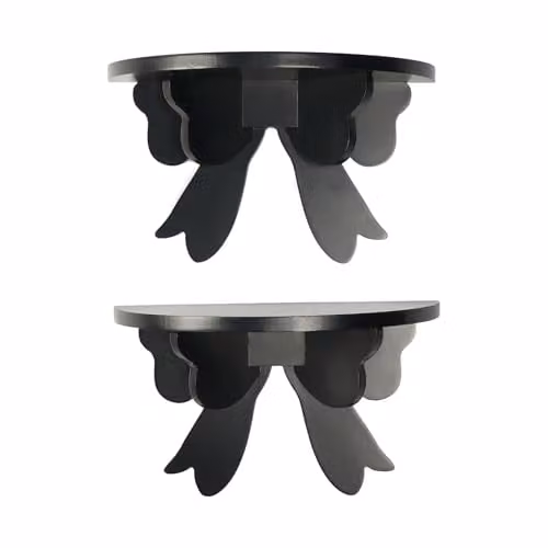 OHS Bow Wall Mounted Floating Shelves, 2 Pack, Black – 1