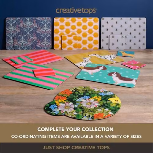 Creative Tops Set of 4 Yellow Dotted Rectangular Placemats with Cork Backing, W: 30 cm, D: 22 cm, H: 1.5 cm – 4