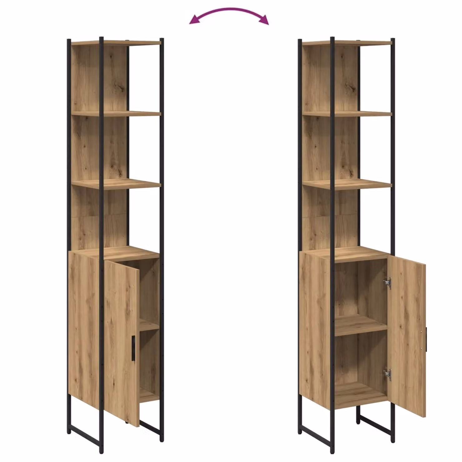 Berkfield Home Artisan Oak Bathroom Cabinet in Brown, W/D/H: 33 x 33 x 185.5 cm – 4