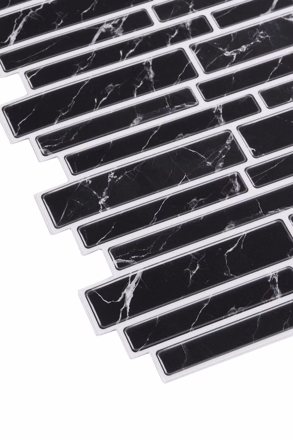 Living and Home 10-Piece Self-Adhesive Marble Effect Mosaic Splashback Wall Sticker Tiles in Jet Black – 5