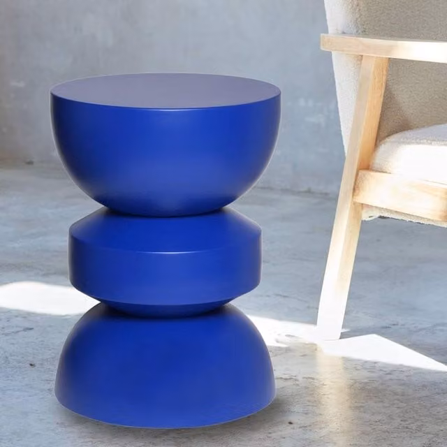 sweeek Blue Metal Side Table and Nightstand with Round Top – 1