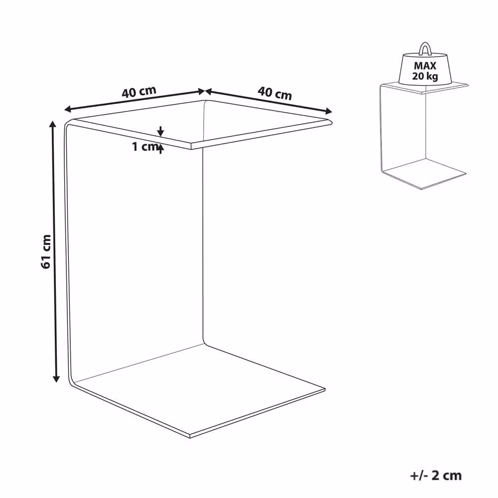 Wyld and Coco C-shaped Cantilever Side Table with Brown Tempered Glass, W/D/H: 61 x 40 x 61 cm – 3