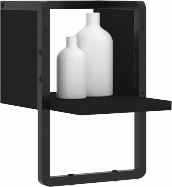 Berkfield Home Beautiful Wall Shelf with Bar in Black, W/D/H: 20 x 25 x 30 cm – 1