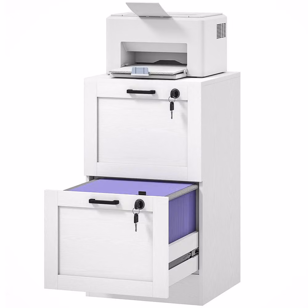 ERGOVEXA Lockable 2-Drawer Filing Cabinet in White – 2