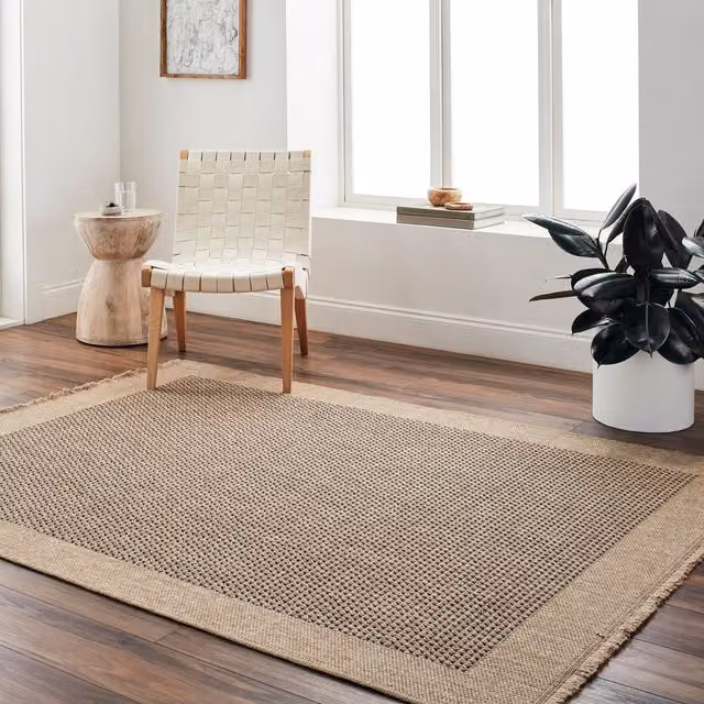 Livabliss Mirage-Cottage Beige and Black Jute-Look Indoor and Outdoor Rug with Fringes, W/D/H: 80 x 220 cm – 1