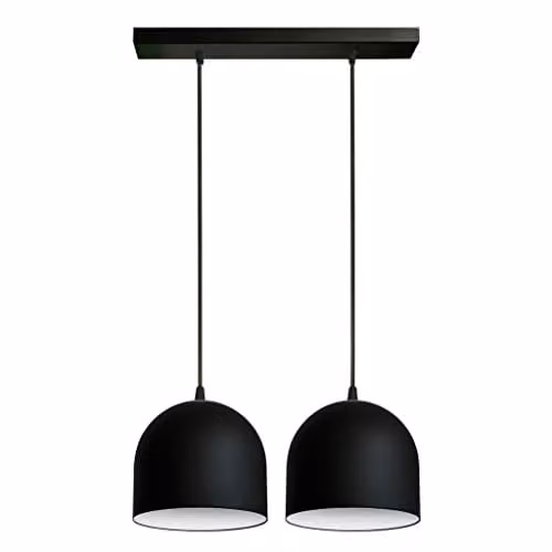 Netlighting Helam Madison Modern Straight Bar Pendant Ceiling Light in Black and White, 42 cm – 1