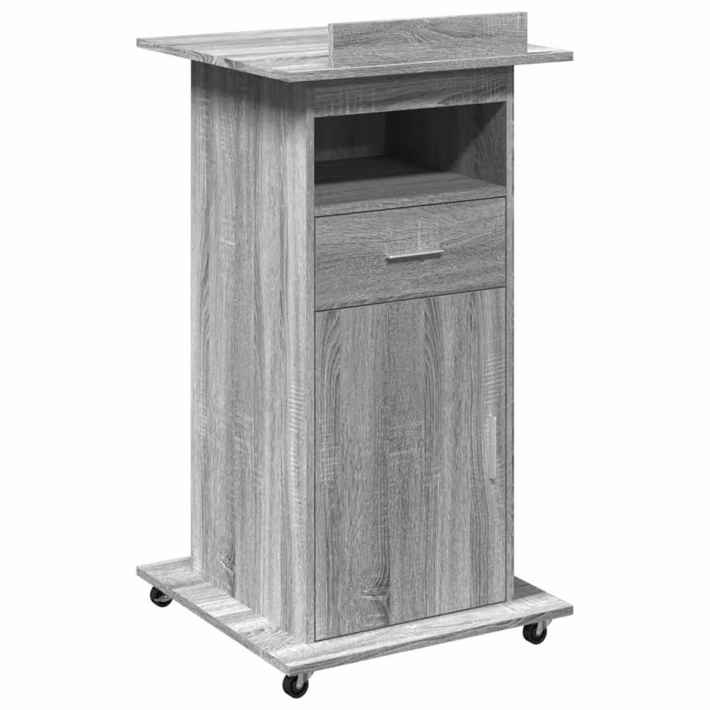 Berkfield Home Lectern with Wheels and Drawer in Grey Sonoma, W/D/H: 55 x 55 x 107 cm – 2