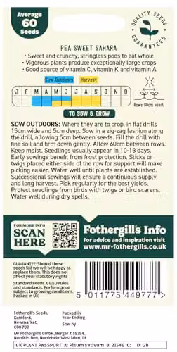 Mr Fothergill's Oh Sow Simple Pea Mangetout Green Vegetable Seeds – 2