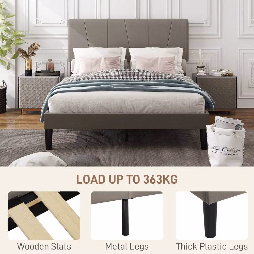 STILVORA Double Bed Frame with Grey Velvet Upholstery and Drawers, 140 x 200 cm – 3