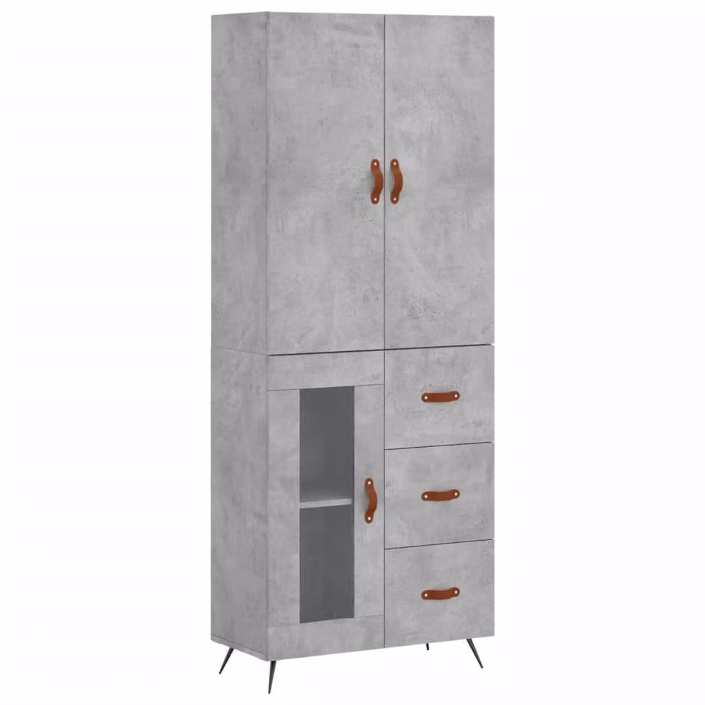 Berkfield Home Industrial Highboard in Concrete Grey, W/D/H: 69.5 x 34 x 180 cm – 2