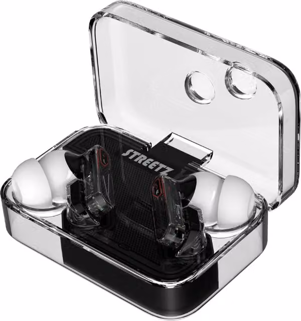 Streetz T250 ENC True Wireless Bluetooth Earbuds in Transparent Black