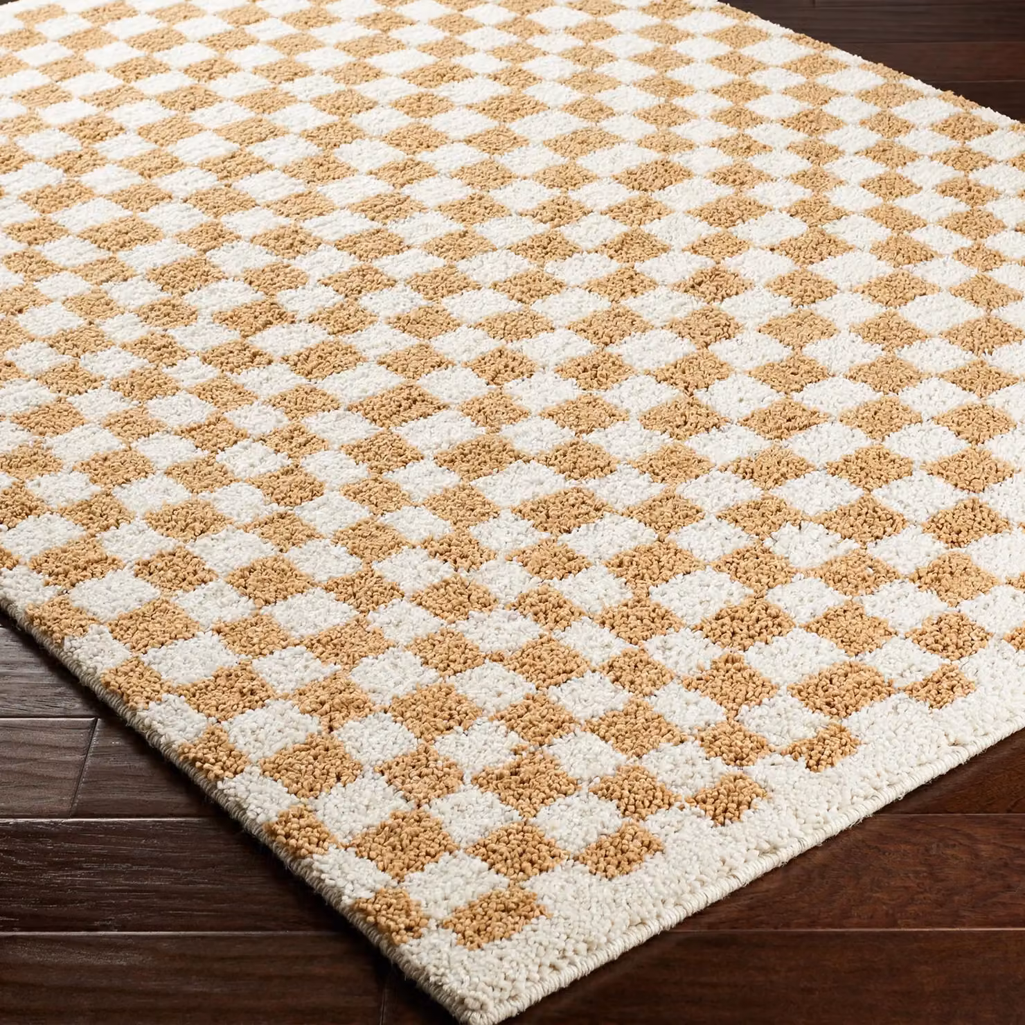 Livabliss Birmingham Checkerboard Soft Plush Pile Living Rug in Black, Grey, Brown and Yellow, W: 160 cm, L: 215 cm – 2