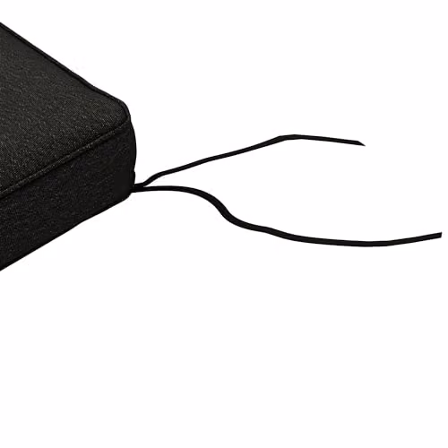Outsunny Set of 4 Water Repellent Square Outdoor Seat Cushions in Black with Foam Filling and Tie Cords – 5