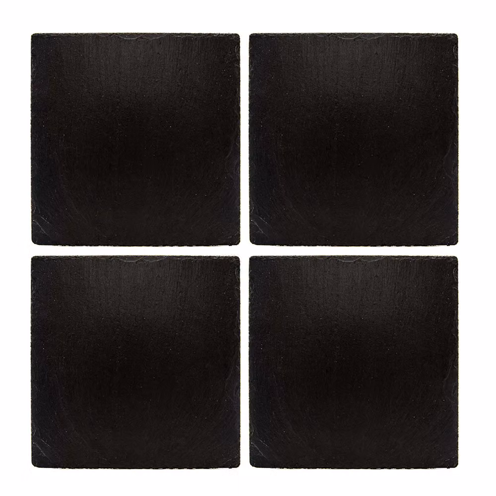 Selbrae House Square Slate Coasters, Black, W/D: 11 x 11 cm – 3