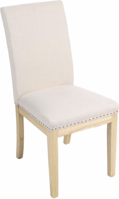 Livingandhome Set of 2 Modern Upholstered Dining Chairs in Beige Fabric with Wood Frame