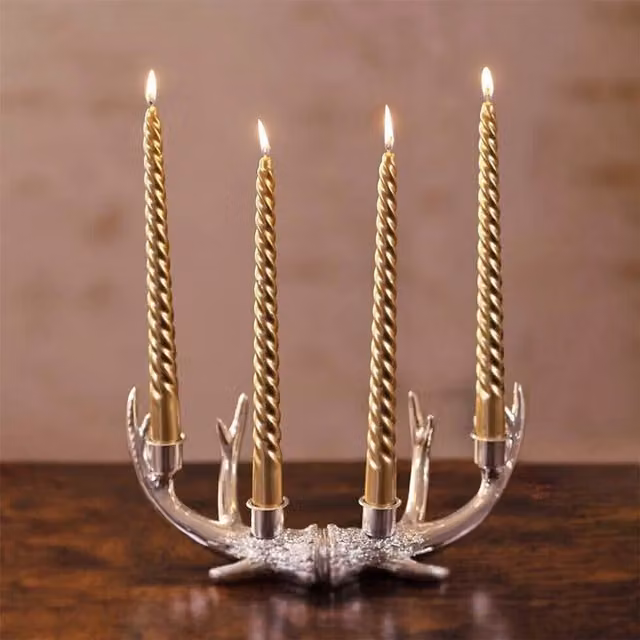 Marco Paul Gold Twisted Taper Candle Set, 4 Pack, Height: 25 cm