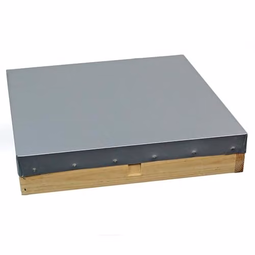 Actiasbee National Beehive Flat Roof Replacement Top in Brown Wood with Galvanised Steel Cover and Ventilation – 2