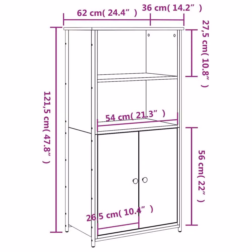 Berkfield Home Grey Sonoma Highboard W/D/H: 62 x 36 x 121.5 cm – 4