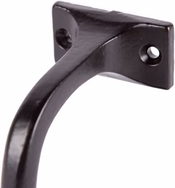 FLAVORA Set of 4 Antique Wrought Iron and Cast Iron Handrail Brackets in Matt Black – 1
