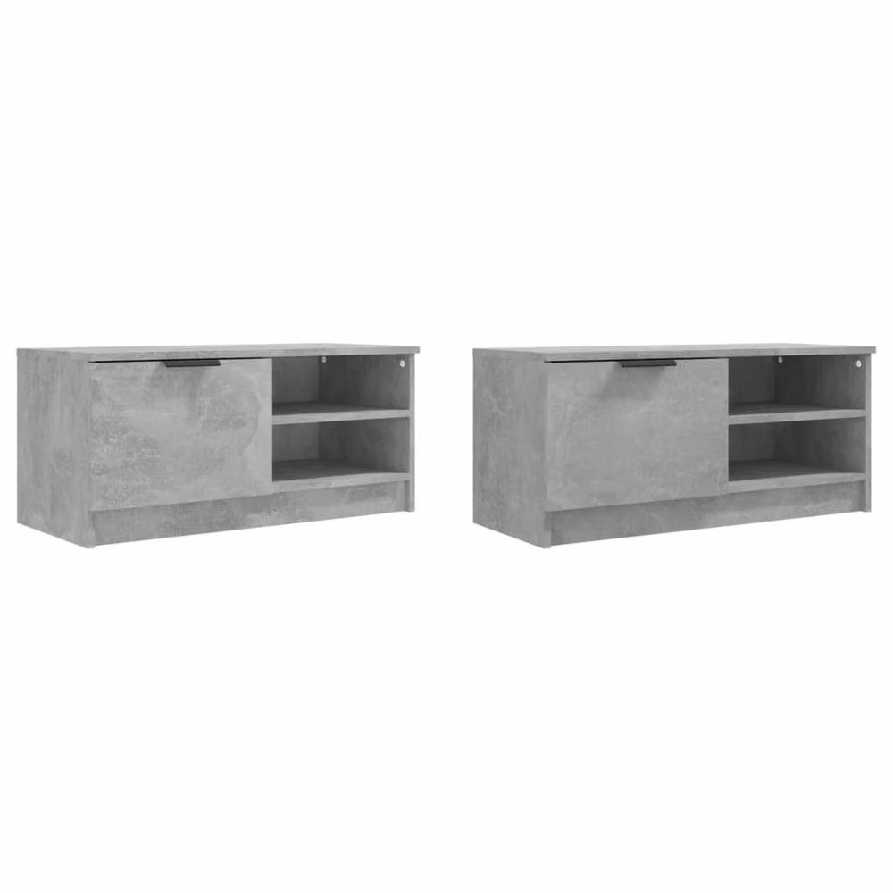 Berkfield Home Set of 2 Modern TV Cabinets in Concrete Grey, W/D/H: 80 x 35 x 36.5 cm – 3