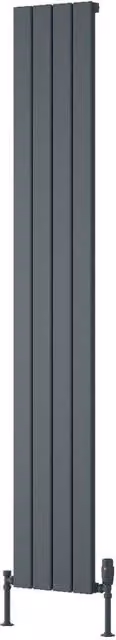 Bathroom Kingdom Piatto Anthracite Single Flat Panel Vertical Aluminium Radiator in Grey, H 180 x W 29.5 cm