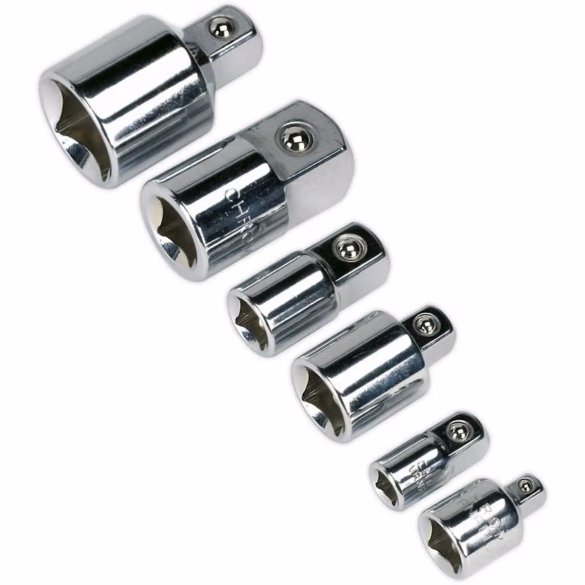 Loops 6 Pack Male to Female Socket Adapter Size Converters, Imperial Square Drive, Silver and Multicolour Chrome Vanadium – 2