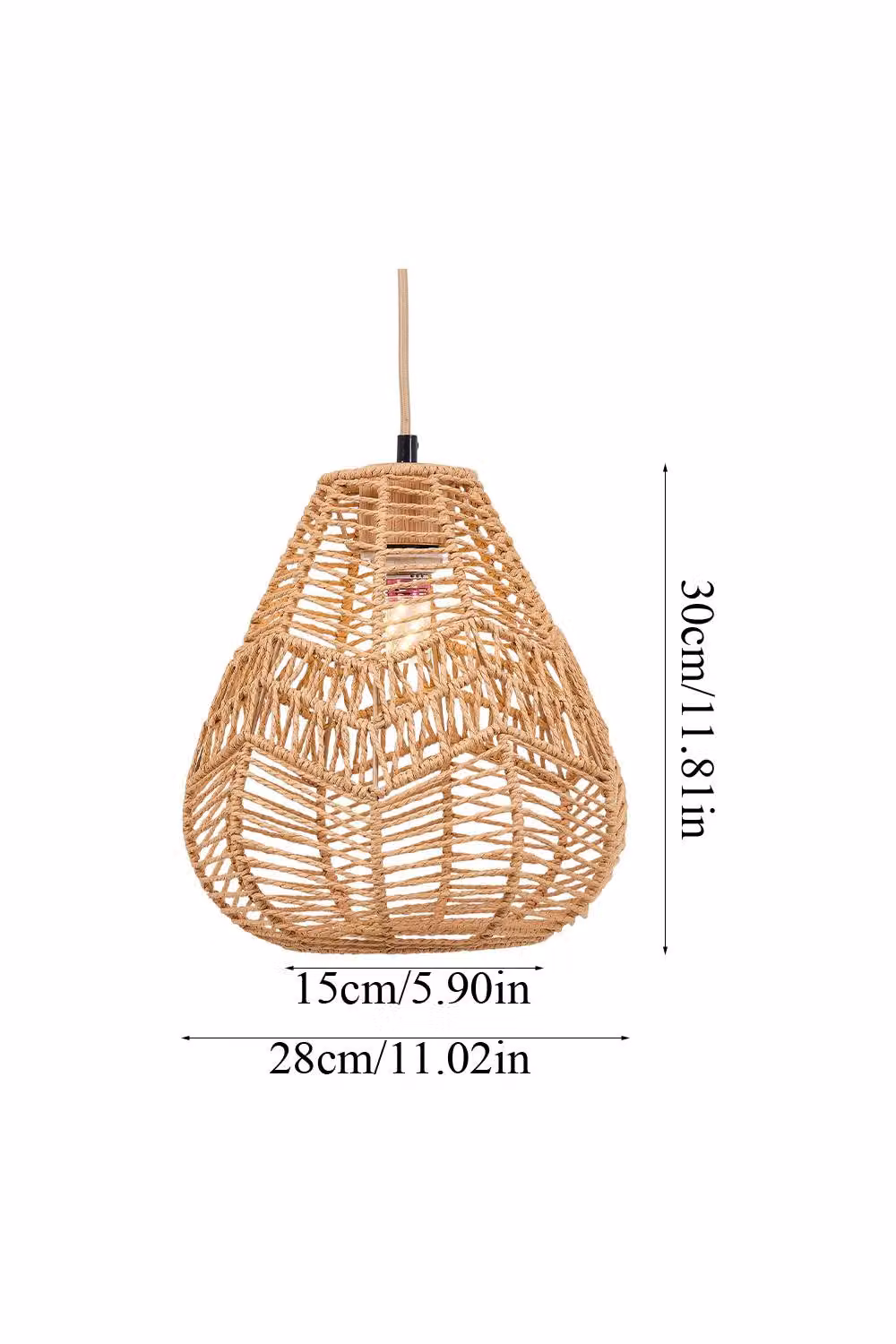 Living and Home Rattan-Woven E27 Vintage Suspended Ceiling Pendant Light in Brown – 2