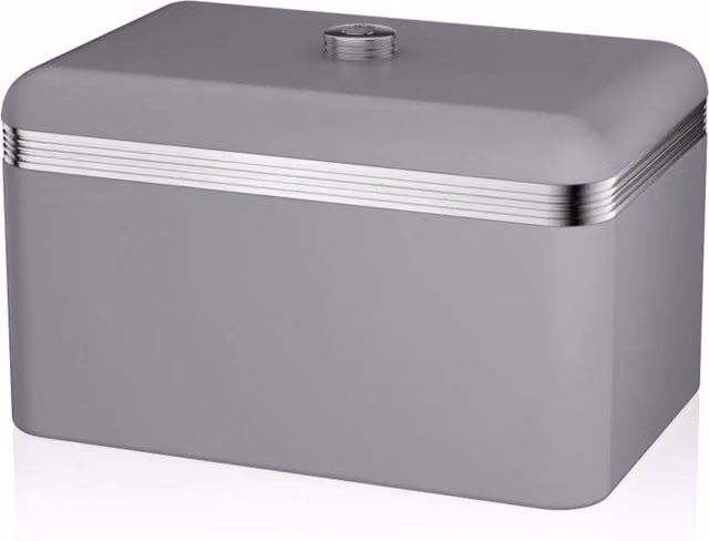 Swan Retro Metal Bread Bin in Black and Grey
