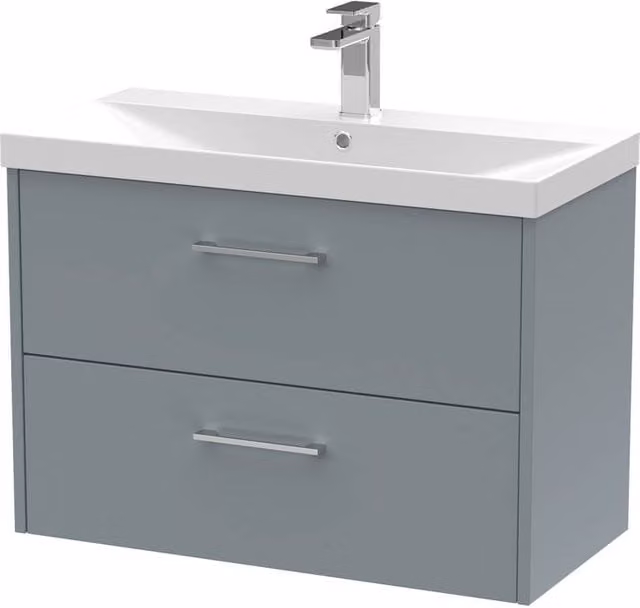 Balterley Winshill Contemporary 2 Drawer Wall Hung Vanity Basin Unit, Grey – 1